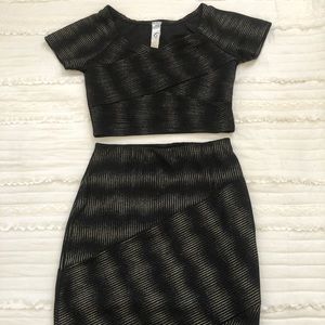 Glitter Crop Top and High-Rise Mini Skirt Set